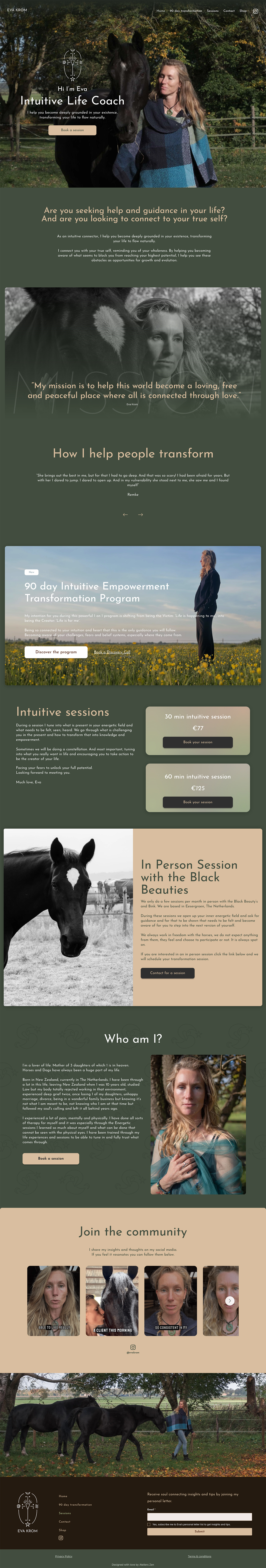 Full-page Eva Krom website design