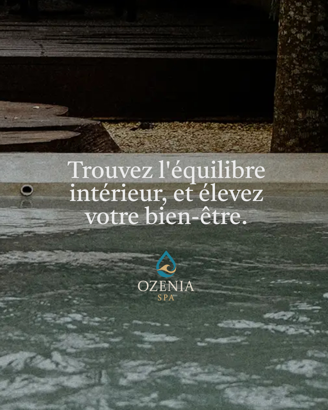Ozenia Spa social design with calming water photography